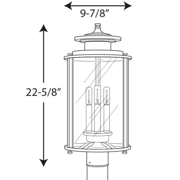 Three Light Post Lantern from the Squire collection in Black finish