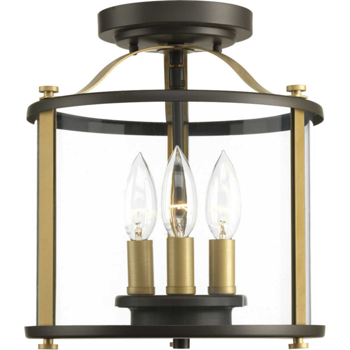 Three Light Semi-Flush convertible from the Squire collection in Antique Bronze finish