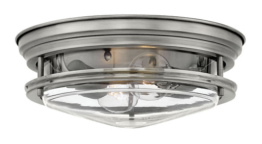 Hinkley - 3302AN-CL - Two Light Flush Mount - Hadley - Antique Nickel with Clear glass