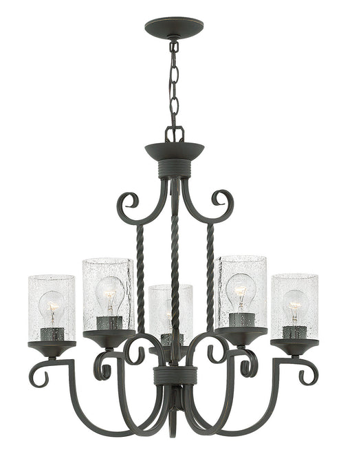 Hinkley - 4015OL-CL - Five Light Foyer Pendant - Casa - Olde Black with Clear Seedy glass