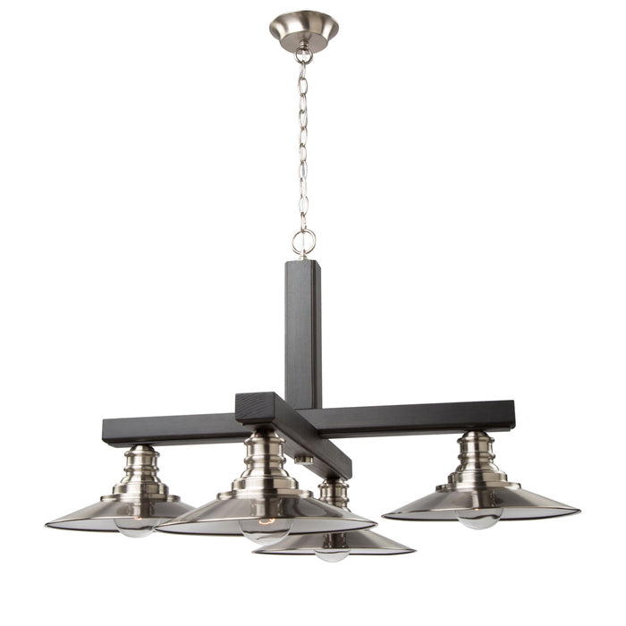 Artcraft - AC11044BN - Four Light Chandelier - Ambrose - Dark wood & brushed nickel