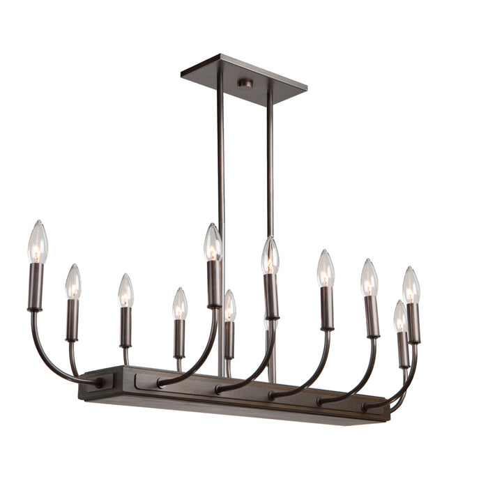 Artcraft - AC11052BU - 12 Light Island Pendant - Aberdeen - Brunito bronze & light wood