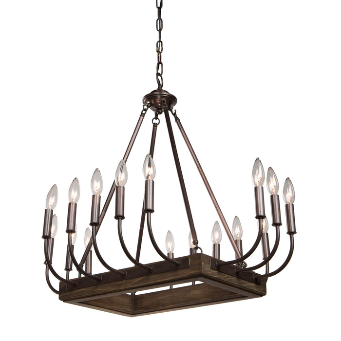 Artcraft - AC11056BU - 16 Light Chandelier - Aberdeen - Brunito bronze & light wood