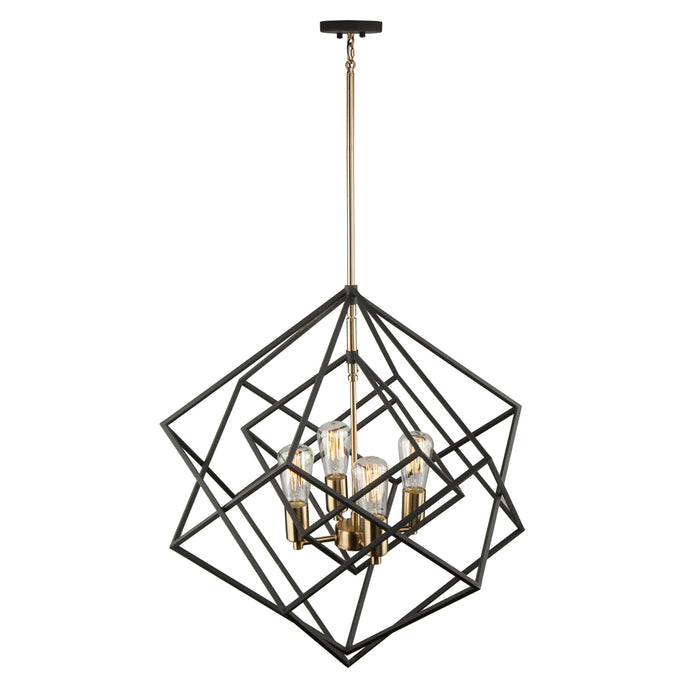Artcraft - AC11114 - Four Light Chandelier - Artistry - Matte Black & Harvest Brass
