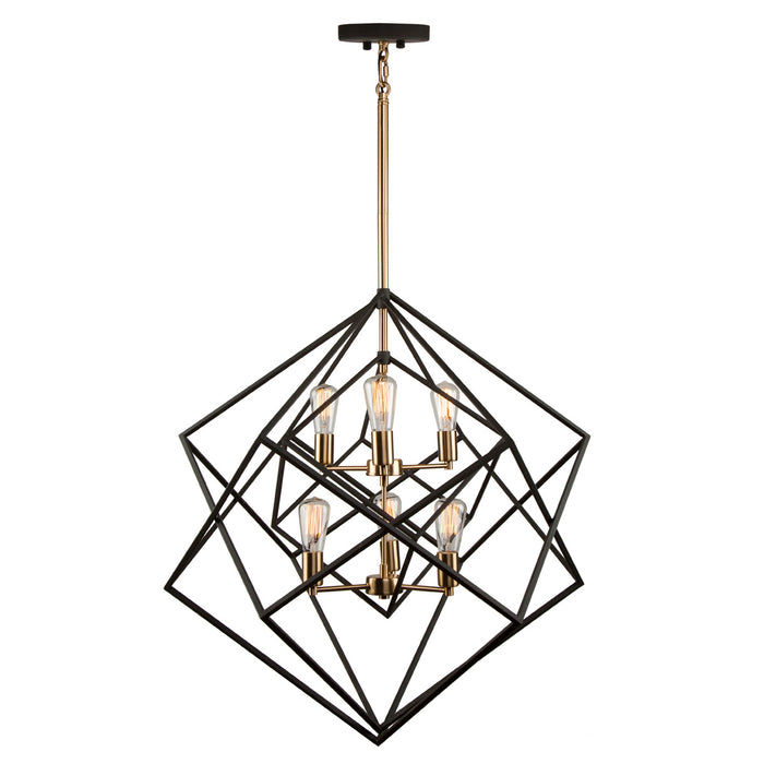 Artcraft - AC11116 - Six Light Chandelier - Artistry - Matte Black & Harvest Brass