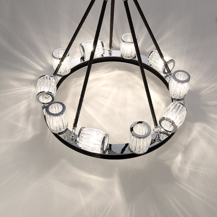 Eight Light Chandelier from the Barile collection in Chrome/Black finish