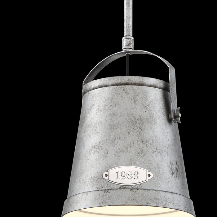 One Light Pendant from the Turin collection in Antique Silver finish
