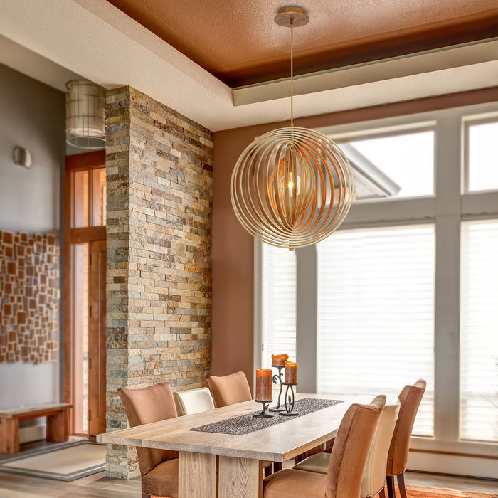 One Light Pendant from the Abruzzo collection in Wood finish