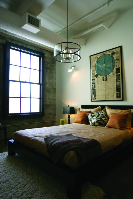 Four Light Pendant from the Downtown collection in Buffed Nickel/Graphite w/ Clear Glass finish