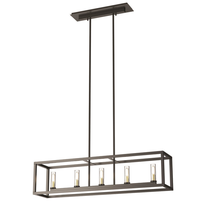 Five Light Linear Pendant from the Sambre collection in Multiple Finishes/Graphite w/ Clear Glass finish