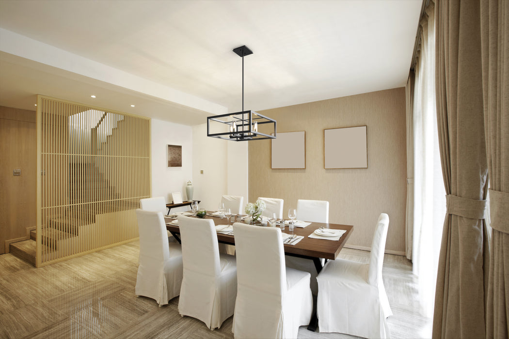 Four Light Pendant from the Sambre collection in Multiple Finishes/Graphite w/ Clear Glass finish