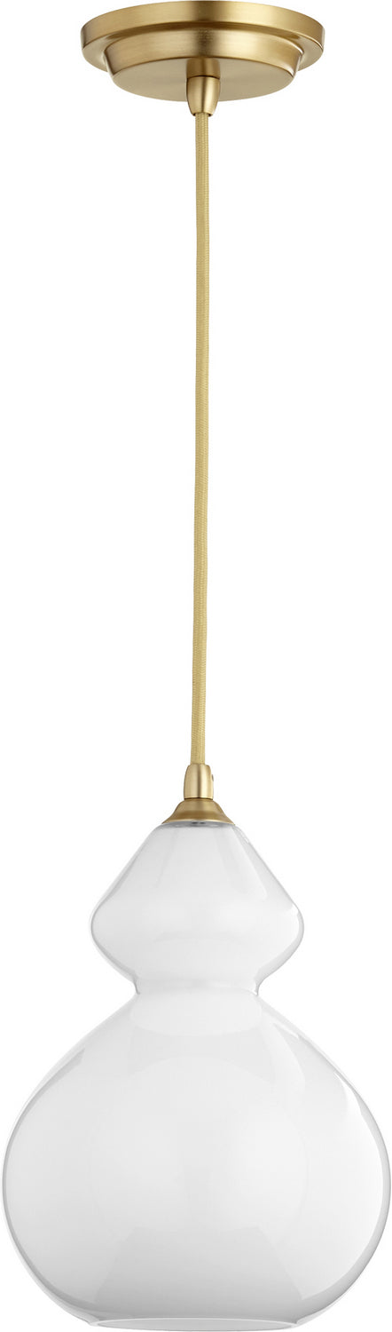 Quorum - 8002-180 - One Light Pendant - Aged Brass w/ Opal