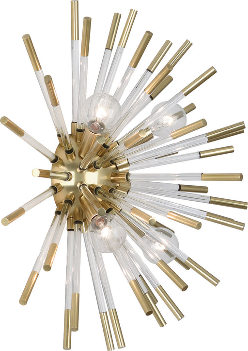 Robert Abbey - 167 - Four Light Wall Sconce - Andromeda - Modern Brass w/ Clear Acrylic Rods