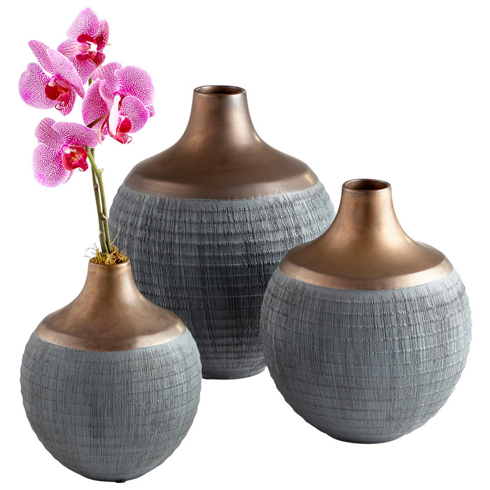 Vase in Charcoal Grey And Bronze finish