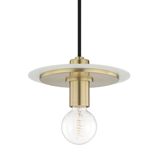 Mitzi - H137701S-AGB/WH - One Light Pendant - Milo - Aged Brass/White