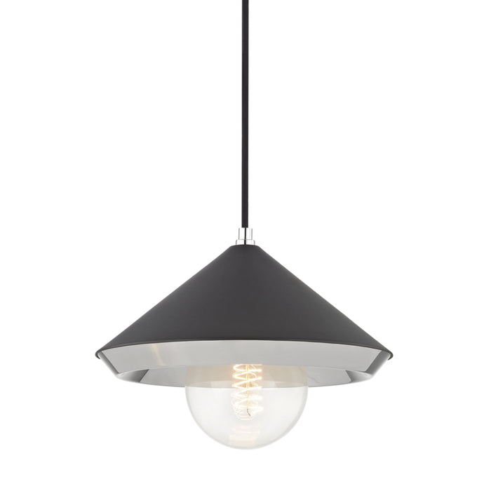 Mitzi - H139701L-PN/BK - One Light Pendant - Marnie - Polished Nickel/Black