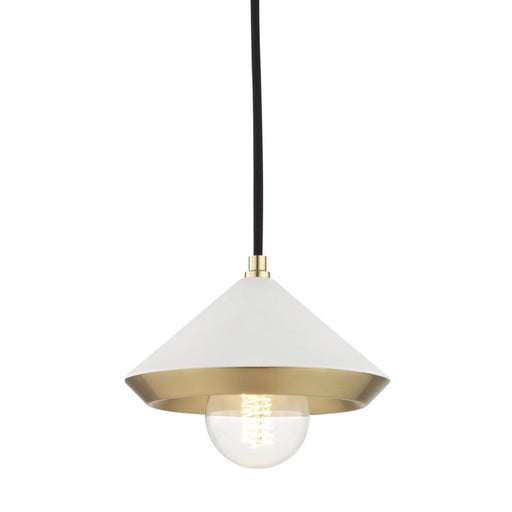Mitzi - H139701S-AGB/WH - One Light Pendant - Marnie - Aged Brass/White