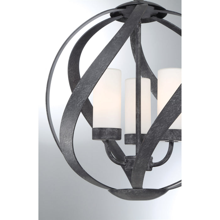 Three Light Pendant from the Blacksmith collection in Old Black Finish finish