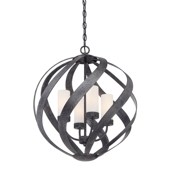 Four Light Pendant from the Blacksmith collection in Old Black Finish finish