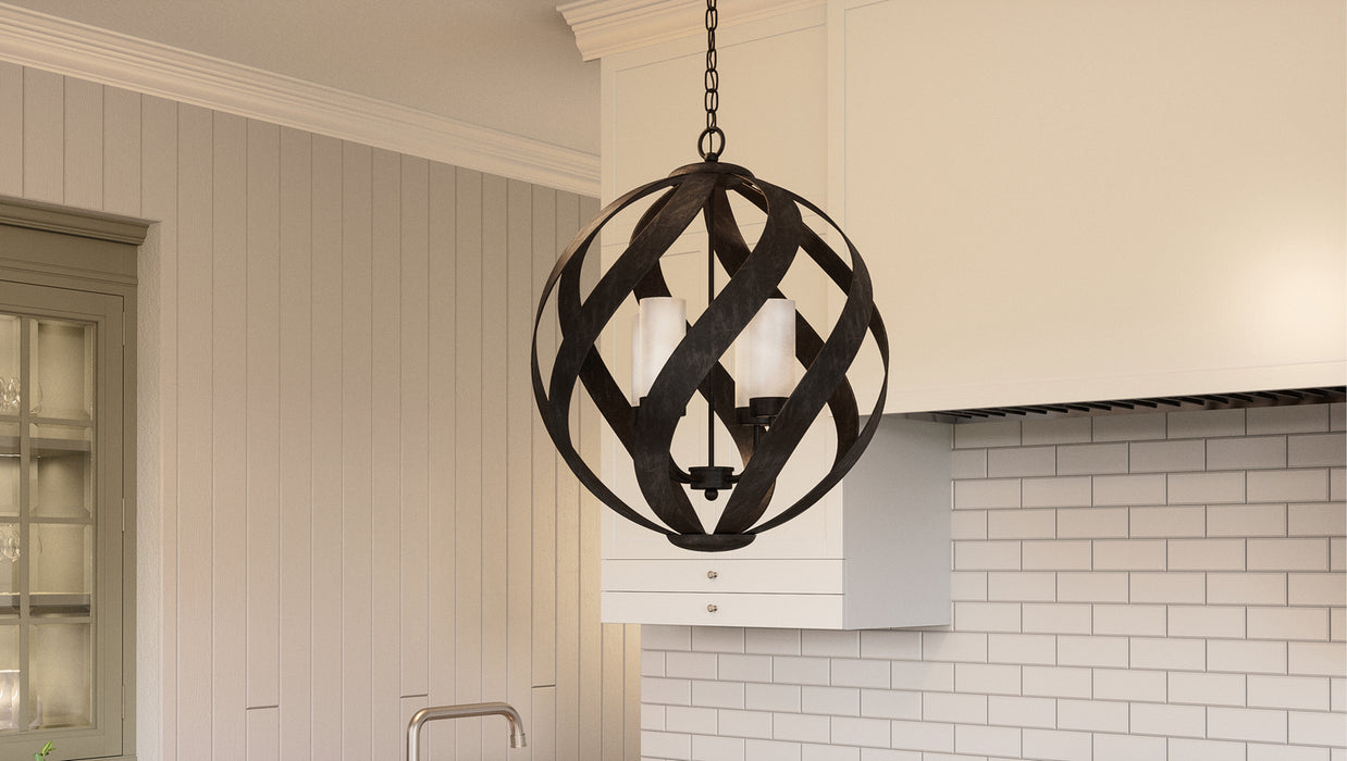 Four Light Pendant from the Blacksmith collection in Old Black Finish finish
