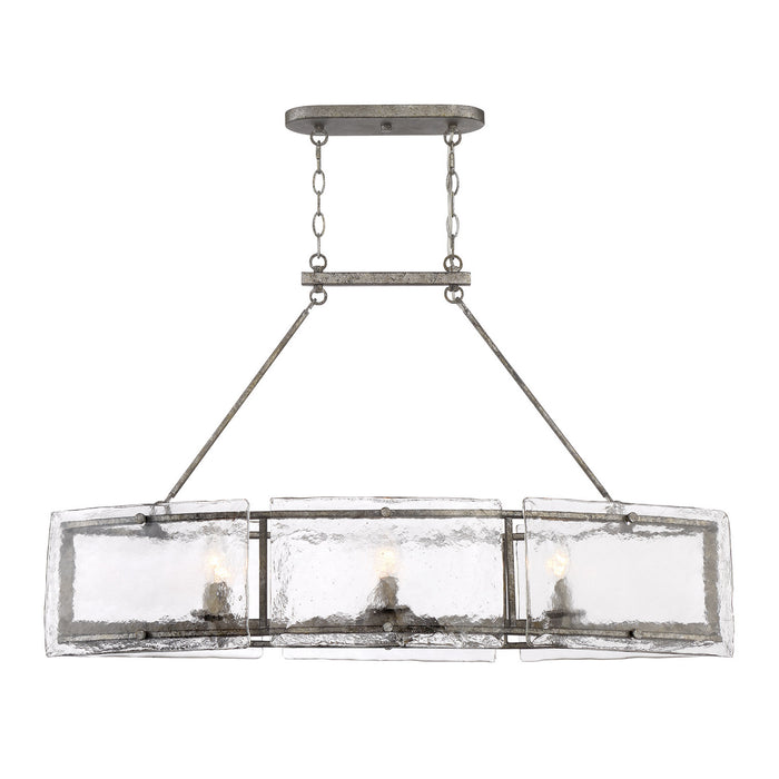 Six Light Island Chandelier from the Fortress collection in Mottled Silver finish