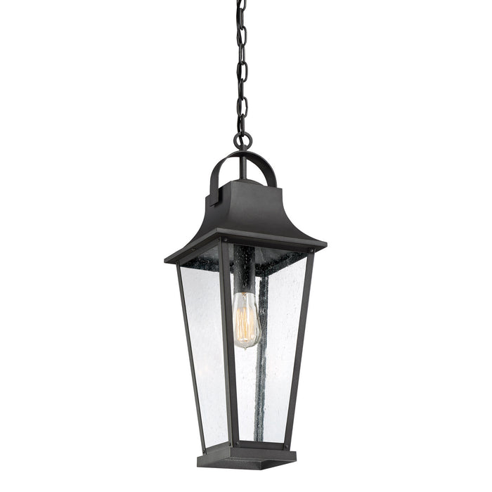 One Light Outdoor Hanging Lantern from the Galveston collection in Mottled Black finish