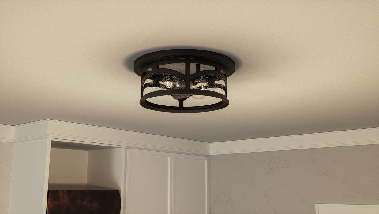 Two Light Outdoor Flush Mount from the Marblehead collection in Mystic Black finish