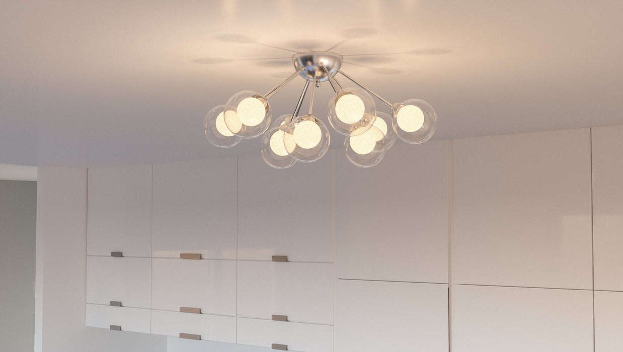 Nine Light Semi Flush Mount from the Spellbound collection in Polished Chrome finish