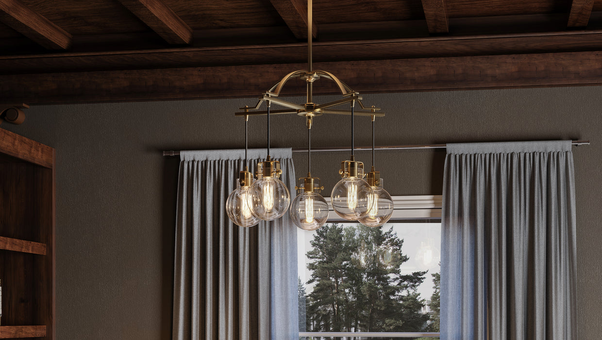 Five Light Chandelier from the Sidwell collection in Weathered Brass finish