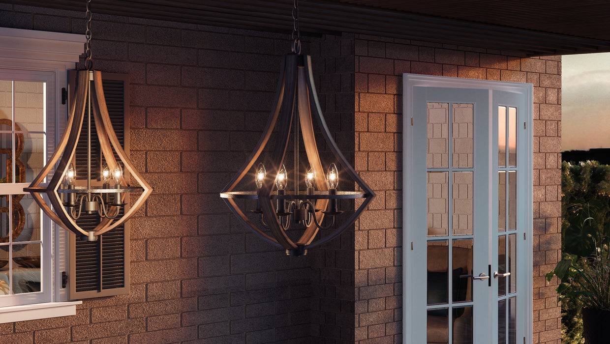 Four Light Pendant from the Shire collection in Rustic Black finish