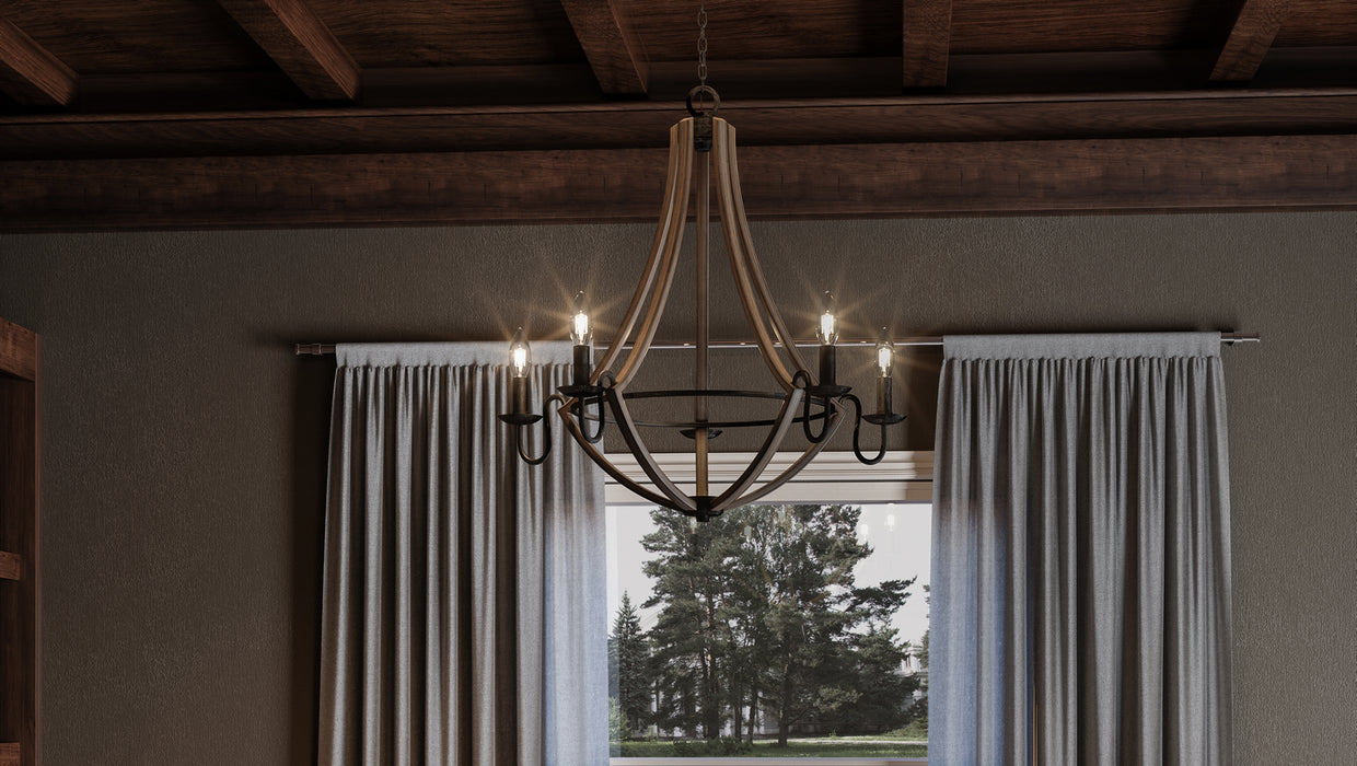 Five Light Chandelier from the Shire collection in Rustic Black finish