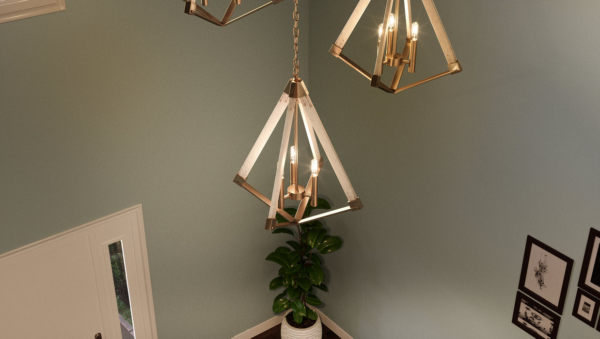 Three Light Foyer Pendant from the Viewpoint collection in Weathered Brass finish