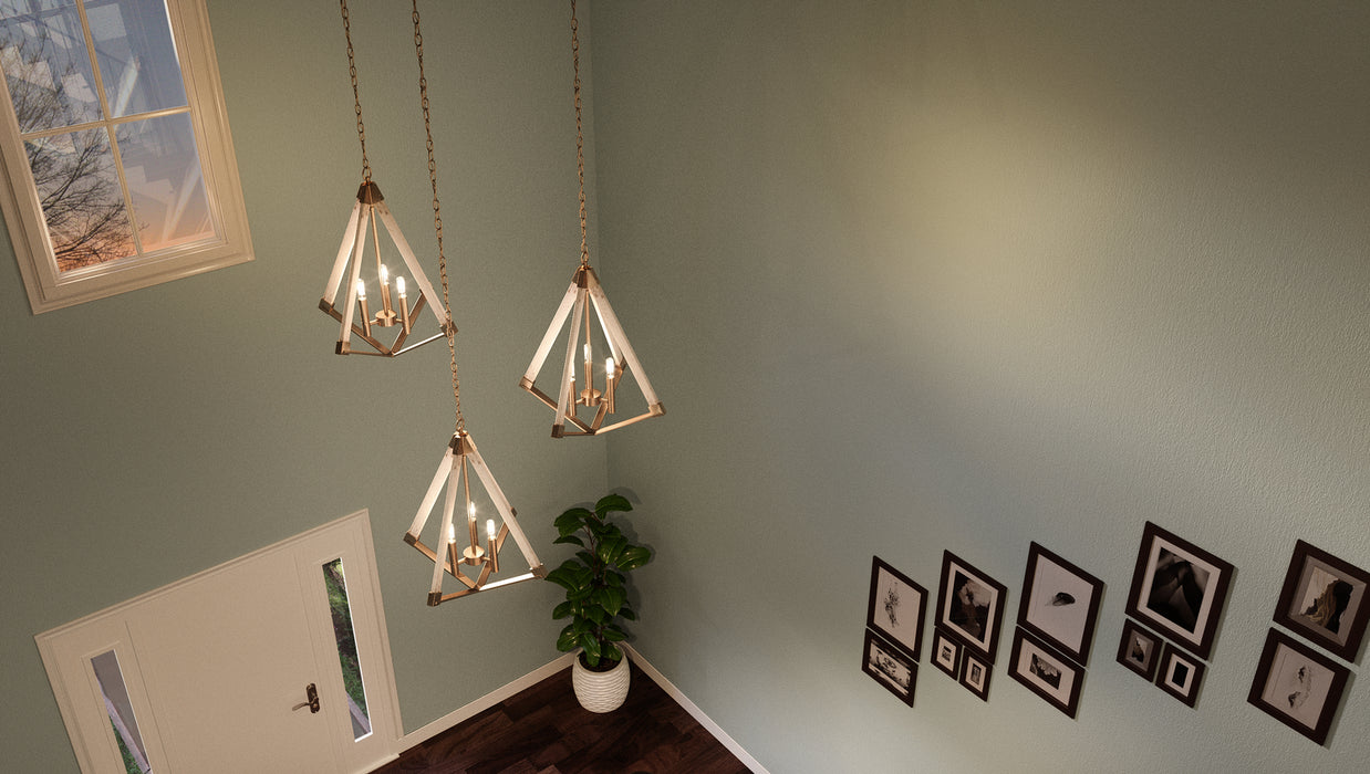 Three Light Foyer Pendant from the Viewpoint collection in Weathered Brass finish