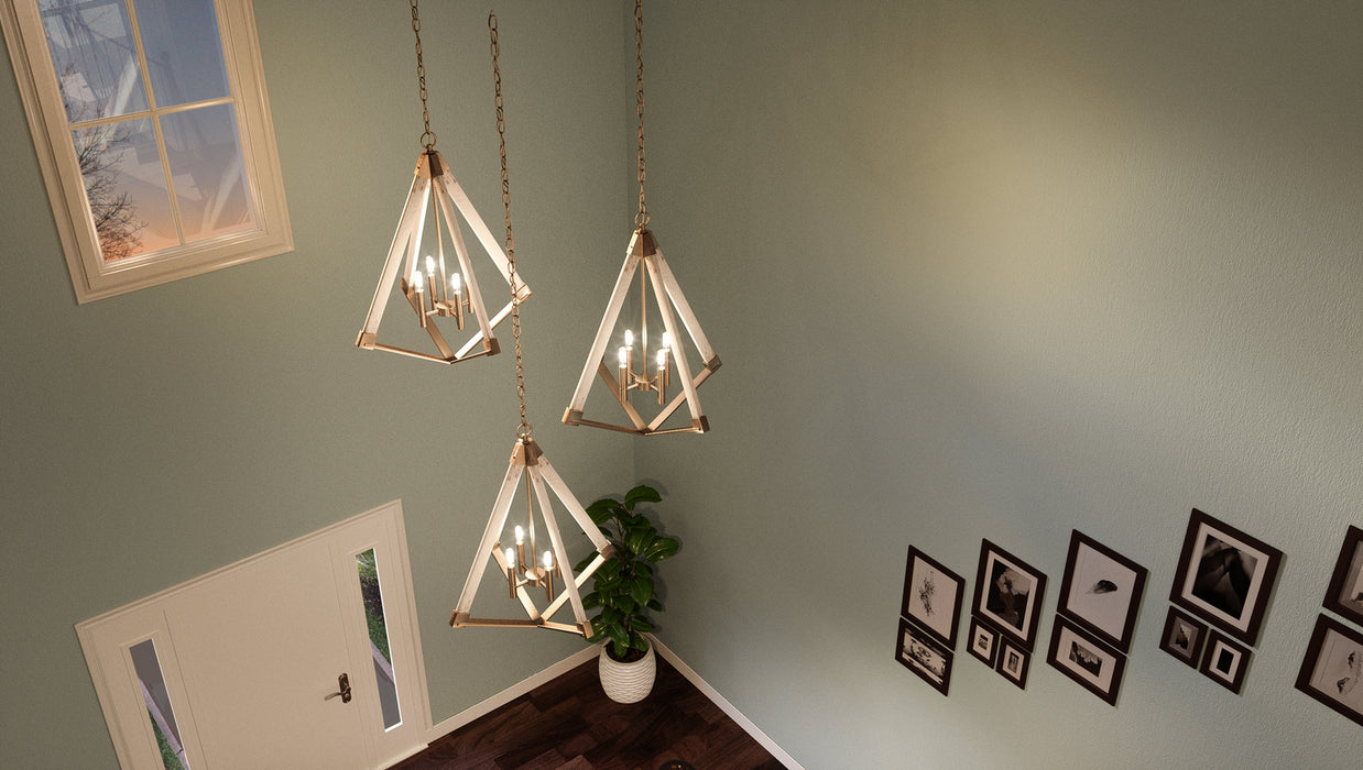 Four Light Foyer Pendant from the Viewpoint collection in Weathered Brass finish