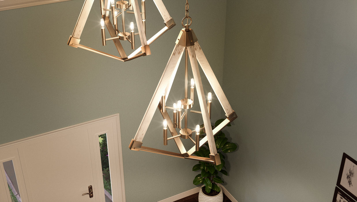 Eight Light Foyer Pendant from the Viewpoint collection in Weathered Brass finish