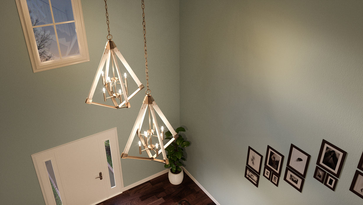 Eight Light Foyer Pendant from the Viewpoint collection in Weathered Brass finish