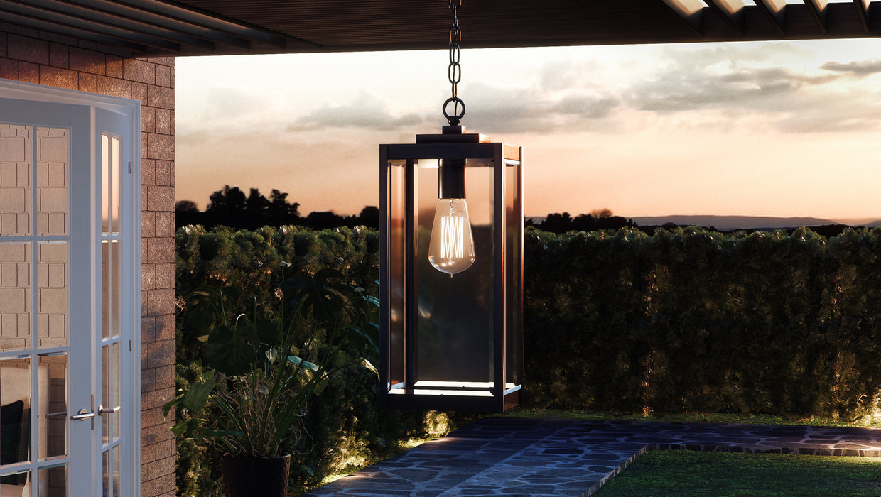 One Light Outdoor Hanging Lantern from the Westover collection in Earth Black finish
