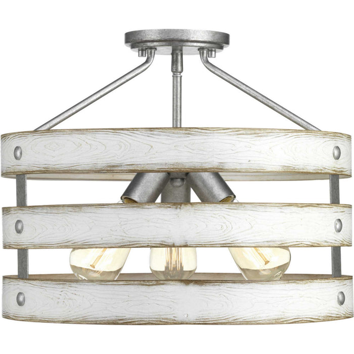 Three Light Semi-Flush Convertible from the Gulliver collection in Galvanized Finish finish