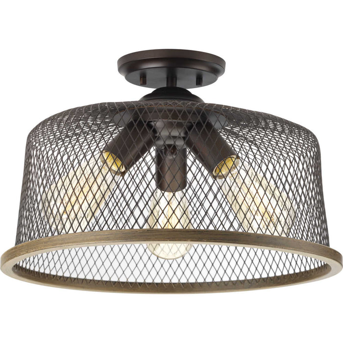 Three Light Semi-Flush Mount from the Tilley collection in Antique Bronze finish