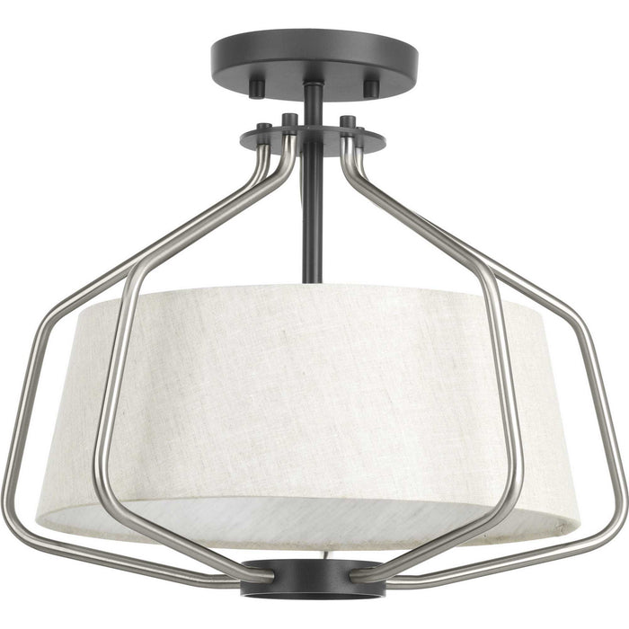 Two Light Semi-Flush Convertible from the Hangar collection in Brushed Nickel finish
