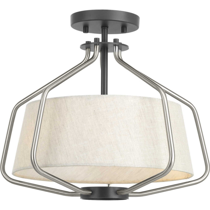Two Light Semi-Flush Convertible from the Hangar collection in Brushed Nickel finish