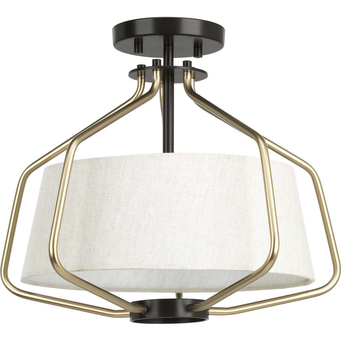 Two Light Semi-Flush Convertible from the Hangar collection in Antique Bronze finish