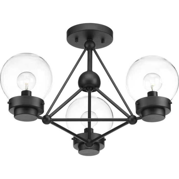 Three Light Semi-Flush Convertible from the Spatial collection in Black finish