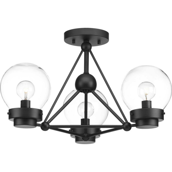 Three Light Semi-Flush Convertible from the Spatial collection in Black finish
