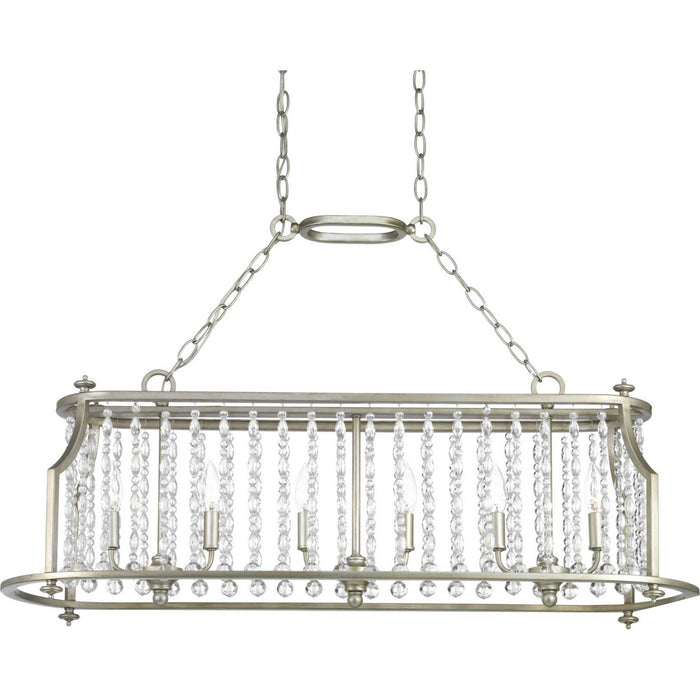 Six Light Island Pendant from the Desiree collection in Silver Ridge finish