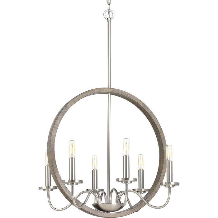 Six Light Chandelier from the Fontayne collection in Brushed Nickel finish