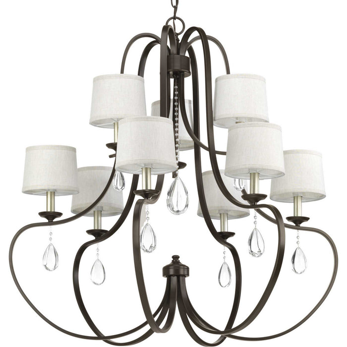 Nine Light Chandelier from the Anjoux collection in Antique Bronze finish