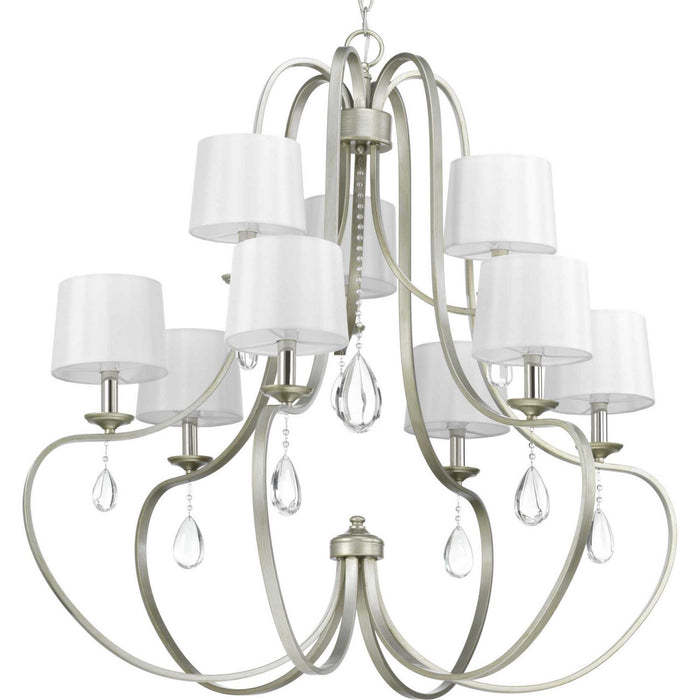 Nine Light Chandelier from the Anjoux collection in Silver Ridge finish