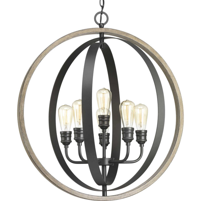 Progress Lighting - P500094-143 - Six Light Pendant - Conestee - Graphite