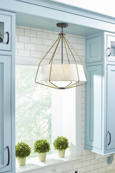 Three Light Pendant from the Hangar collection in Antique Bronze finish